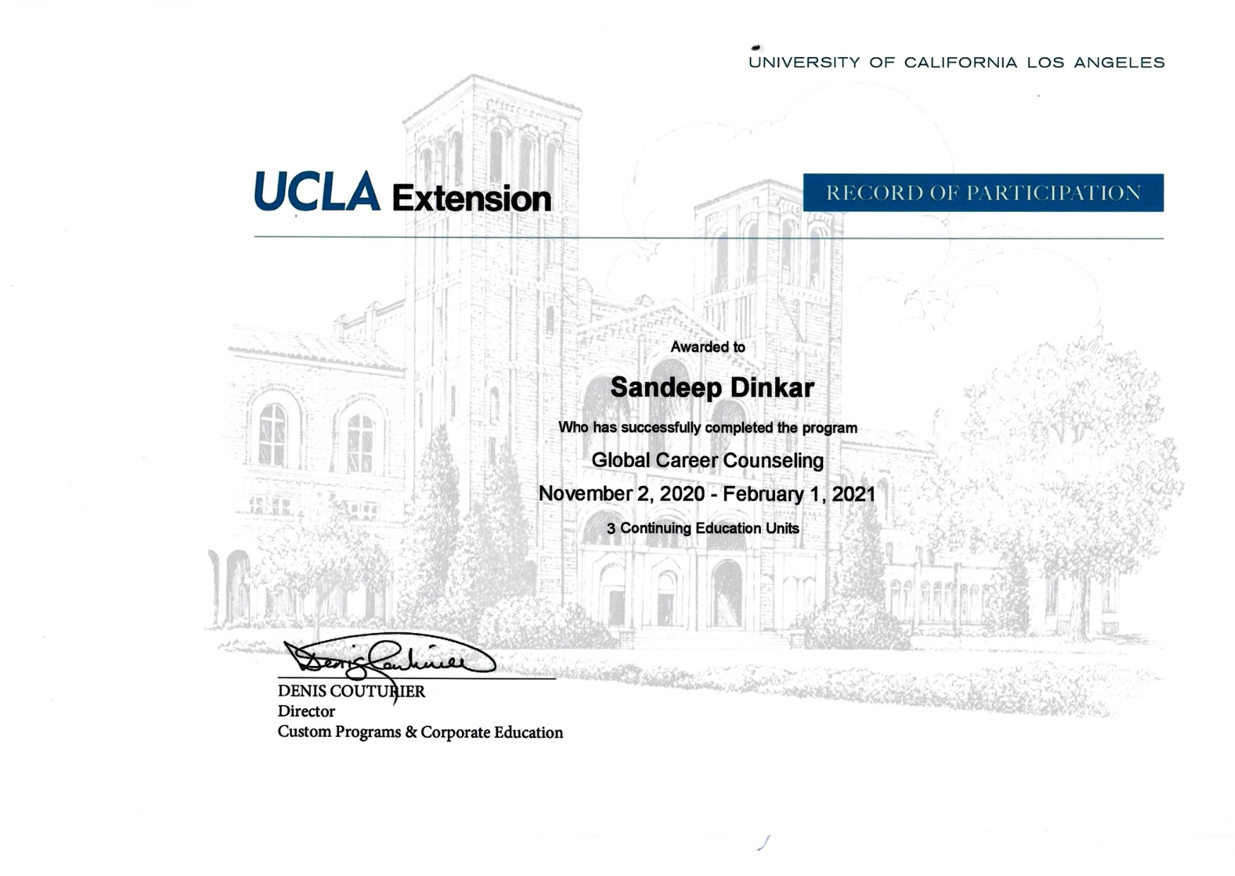 UCLA Extension Certificate