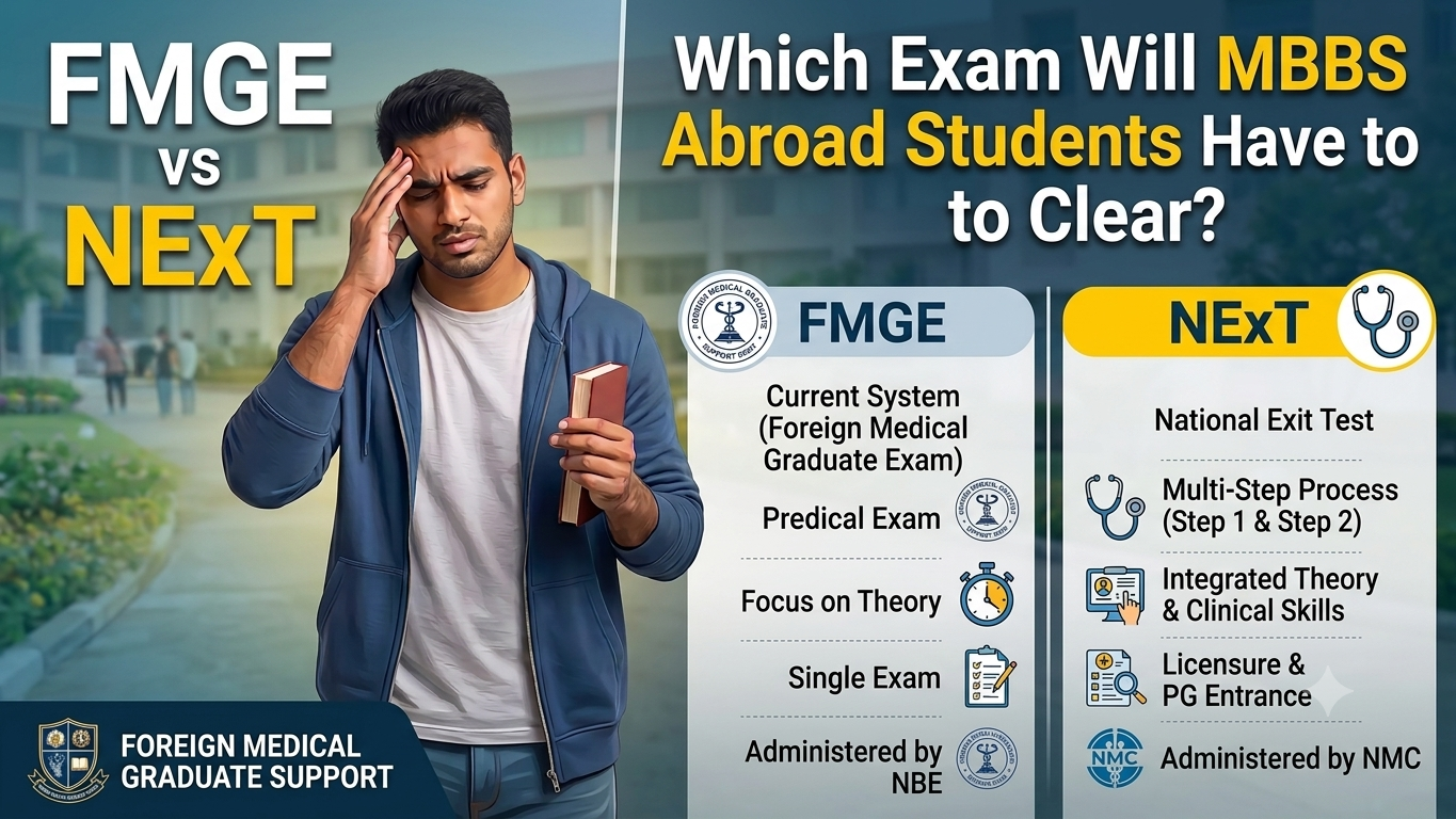 FMGE vs NExT - MBBS abroad licensing exam guide