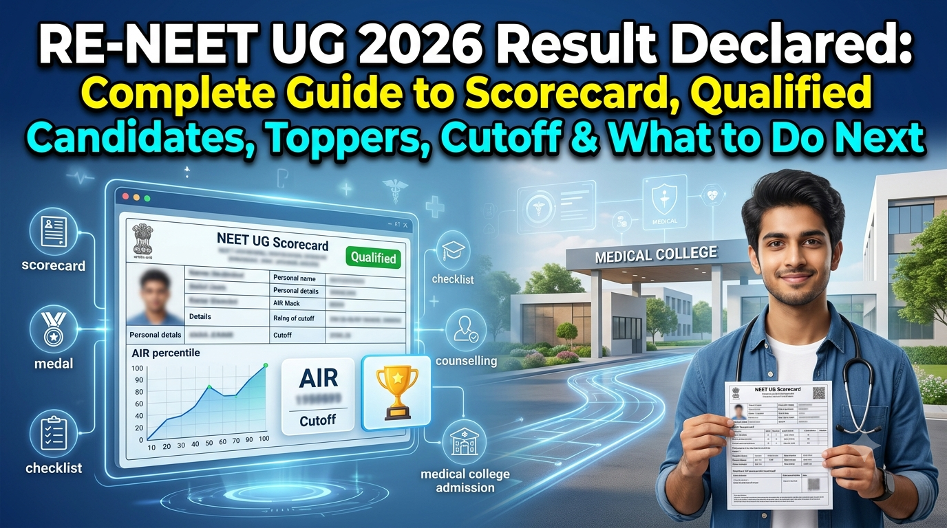 RE-NEET UG 2026 result declared - scorecard, cutoff, toppers