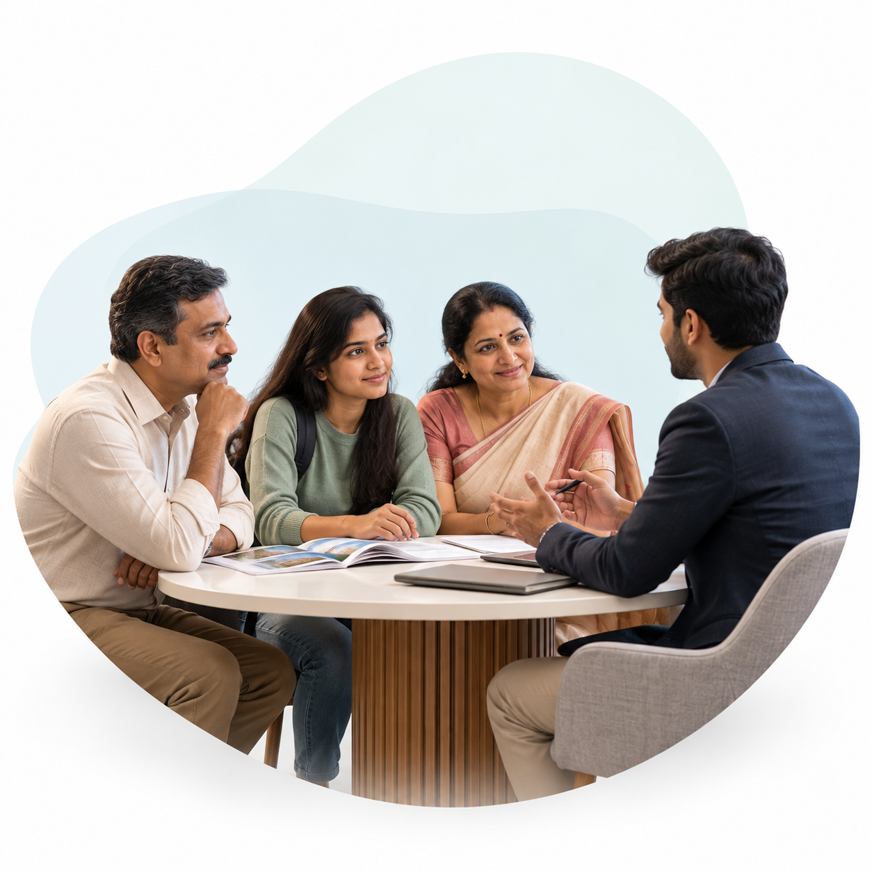 Parent and student in a counselling discussion