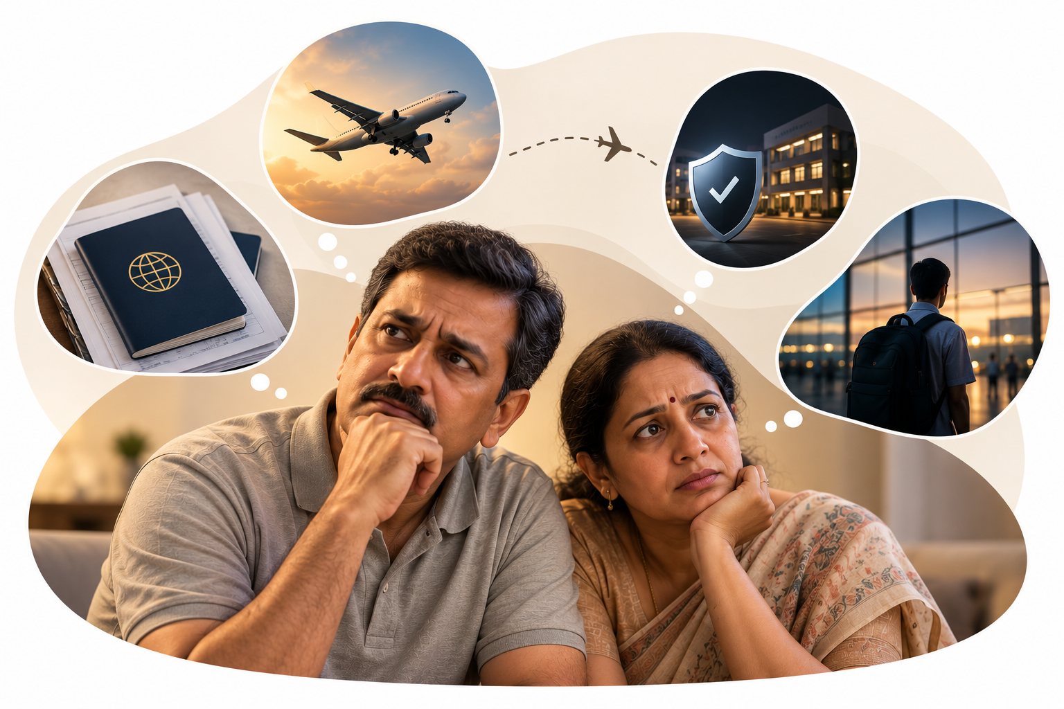 A parent and child thinking about studying abroad